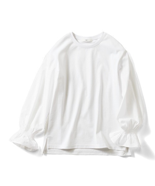 IEDIT（イディット）の「ＩＥＤＩＴ　袖はブラウス身ごろはカットソー　ボリュームスリーブホワイトトップス（Tシャツ/カットソー・レディース・ホワイト系その他/ホワイト系その他3/ホワイト系その他2・X-LARGE/LARGE/MEDIUM/SMALL/XXX-LARGE/XX-LARGE）」の5枚目の写真