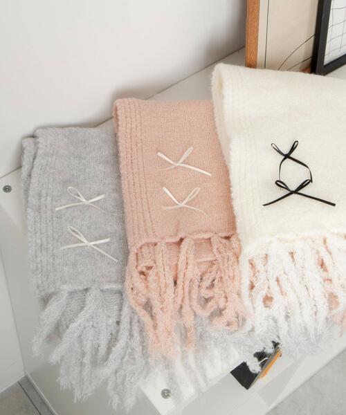 WEGO（ウィゴー）の「WEGO/リボン付きニットストール（マフラー・レディース・ライトグレー/ライトピンク/ホワイト・FREE）」の22枚目の写真