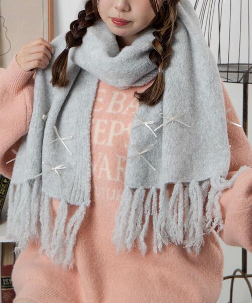 WEGO（ウィゴー）の「WEGO/リボン付きニットストール（マフラー・レディース・ライトグレー/ライトピンク/ホワイト・FREE）」の15枚目の写真
