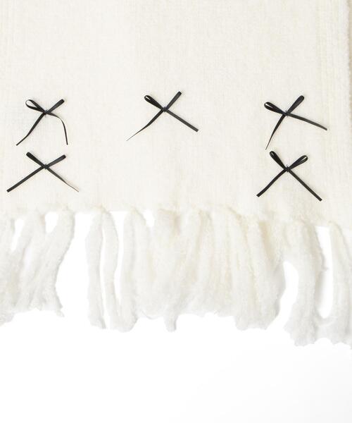 WEGO（ウィゴー）の「WEGO/リボン付きニットストール（マフラー・レディース・ライトグレー/ライトピンク/ホワイト・FREE）」の4枚目の写真