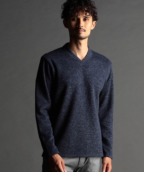 NICOLE CLUB FOR MEN(ニコルクラブフォーメン)の「メランジボンディング ドレスVネックプルオーバー(Tシャツ/カットソー・メンズ・ネイビー/ブラック/ライトグレー・MEDIUM/LARGE/X-LARGE)」の3枚目の写真