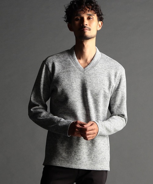 NICOLE CLUB FOR MEN(ニコルクラブフォーメン)の「メランジボンディング ドレスVネックプルオーバー(Tシャツ/カットソー・メンズ・ネイビー/ブラック/ライトグレー・MEDIUM/LARGE/X-LARGE)」の2枚目の写真