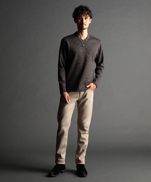 NICOLE CLUB FOR MEN(ニコルクラブフォーメン)の「メランジボンディング ドレスVネックプルオーバー(Tシャツ/カットソー・メンズ・ネイビー/ブラック/ライトグレー・MEDIUM/LARGE/X-LARGE)」の6枚目の写真