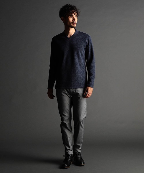 NICOLE CLUB FOR MEN(ニコルクラブフォーメン)の「メランジボンディング ドレスVネックプルオーバー(Tシャツ/カットソー・メンズ・ネイビー/ブラック/ライトグレー・MEDIUM/LARGE/X-LARGE)」の7枚目の写真