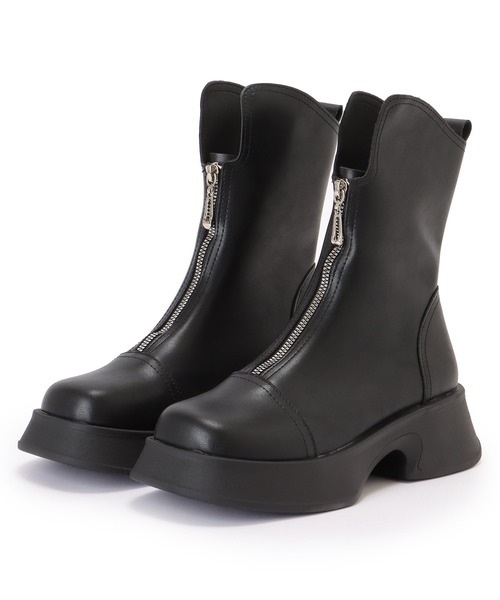 セール】レザー調 フロント ジップ ショート ブーツ（ブーツ）｜Lace