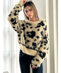 GYDA | レオパードショートシャギーニットトップス(ニット/セーター)