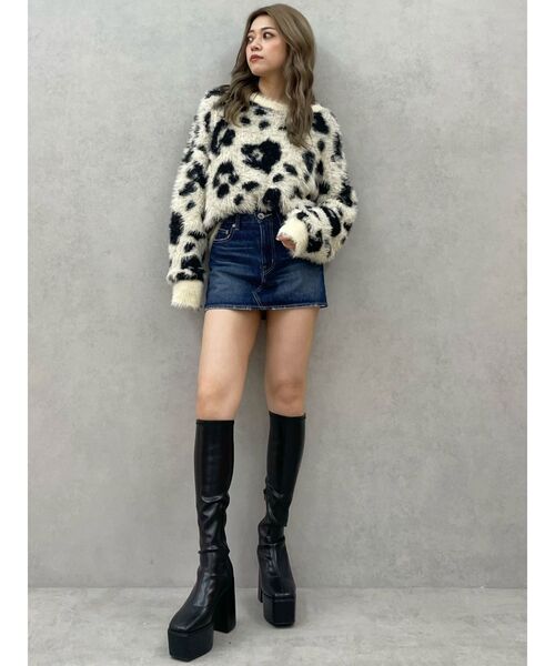 GYDA（ジェイダ）の「レオパードショートシャギーニットトップス（ニット/セーター・レディース・アイボリー/チャコールグレー/ベージュ・FREE）」の10枚目の写真