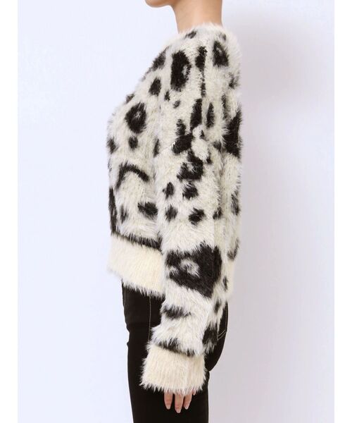 GYDA（ジェイダ）の「レオパードショートシャギーニットトップス（ニット/セーター・レディース・アイボリー/チャコールグレー/ベージュ・FREE）」の12枚目の写真