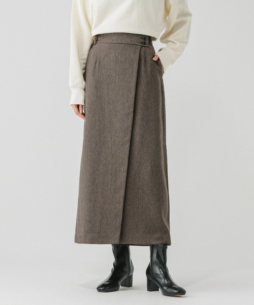 GLOBAL WORK(グローバルワーク)の「MATINEE LINE/ウールライクストレッチスカート/152742(スカート・レディース・チャコール/グレー系その他/ブラウン系その他・LARGE/MEDIUM)」の3枚目の写真