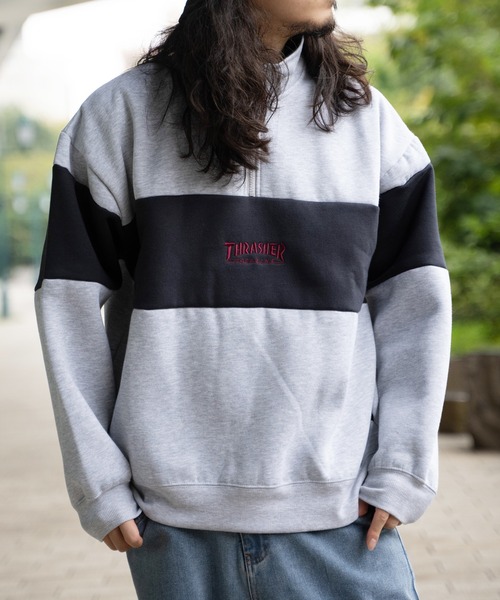 THRASHER（スラッシャー）の「THRASHER スラッシャー ハーフジップ（スウェット・メンズ・ホワイト/ネイビー/グレー/ブラック・M/L）」の5枚目の写真