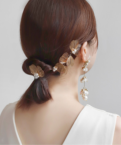 ANEMONE（アネモネ）の「パール×メタルフラワーコーム[Hanayome][2個セット]（その他ヘアアクセサリー・レディース・ゴールド・FREE）」の6枚目の写真
