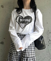 ハートデザインロゴプリントロングTシャツ