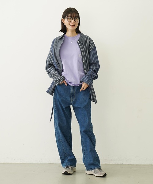 MILKFED.(ミルクフェド)の「CUT OUT LOGO POCKET WIDE S/S TEE(Tシャツ/カットソー・レディース・オフホワイト/アッシュ/チャコール/ライトパープル・M/L)」の12枚目の写真