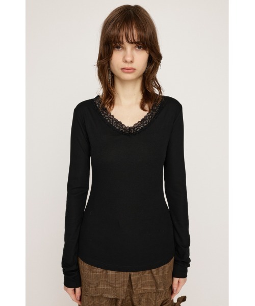 tシャツ LACE DOCKING FRONT BUTTON TOPS レース ドッキング フロントボタン トップス 秋服 春服 レディース SLY tシャツ LACE DOCKING FRONT BUTTON TOPS レース ドッキング