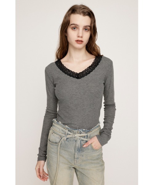 セール】LACE DOCKING V/N TOPS レース ドッキン グブイネック