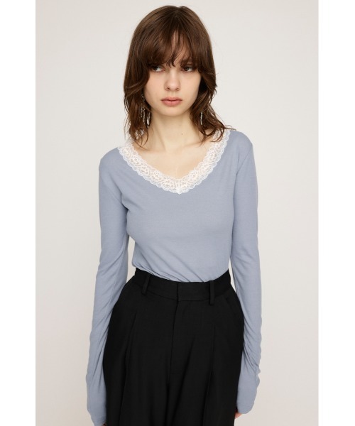 セール】LACE DOCKING V/N TOPS レース ドッキン グブイネック