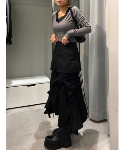 セール】LACE DOCKING V/N TOPS レース ドッキン グブイネック
