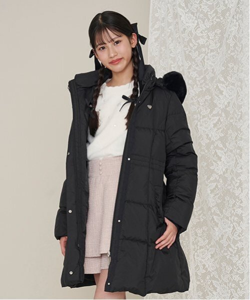 セール】【撥水】ベルトつきリボンポケットロングダウン（ダウン
