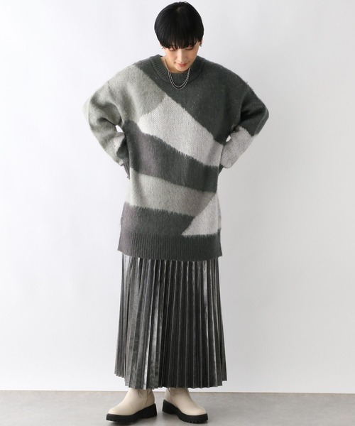 LEPSIM（レプシィム）の「ニュアンス柄ニットチュニック　240859（チュニック・レディース・ライトブルー/ライトピンク/チャコールグレー・FREE）」の8枚目の写真