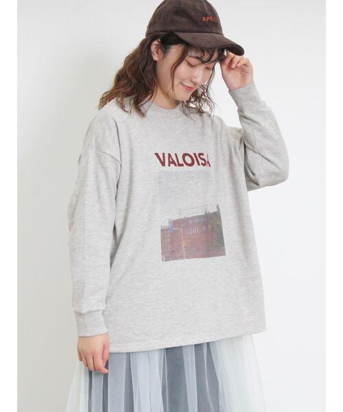 Samansa Mos2(サマンサ モスモス)の「ミニ裏毛転写プリントカットソー(Tシャツ/カットソー・レディース・グレー/オフホワイト/チャコールグレー/ミント・F)」の9枚目の写真