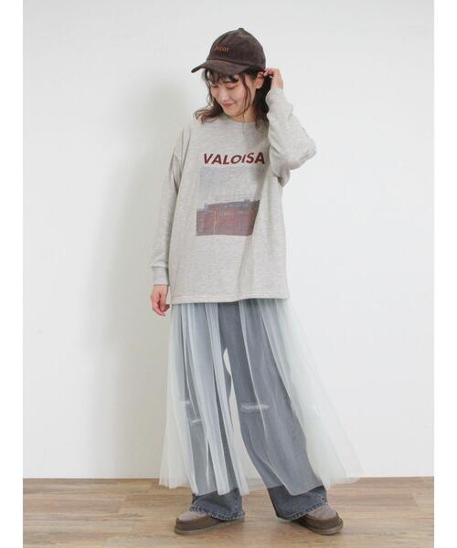 Samansa Mos2(サマンサ モスモス)の「ミニ裏毛転写プリントカットソー(Tシャツ/カットソー・レディース・グレー/オフホワイト/チャコールグレー/ミント・F)」の7枚目の写真
