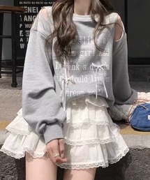 リボンデザイン カットアウトスウェットシャツ