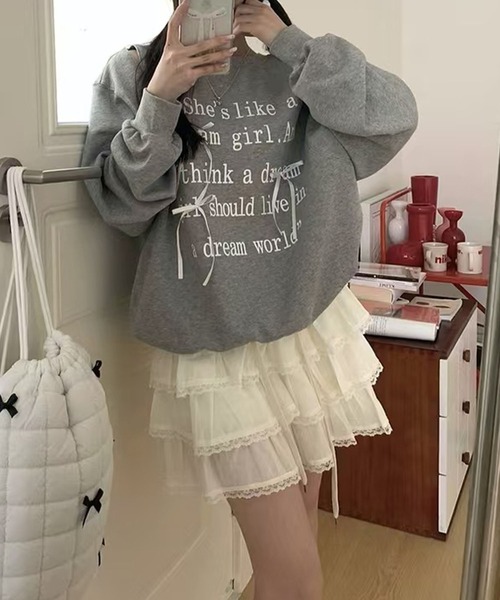 meJane（ミージェーン）の「リボンデザイン カットアウトスウェットシャツ（スウェット・レディース・グレー・FREE）」の5枚目の写真