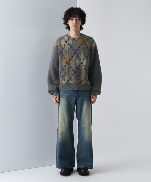 HARE（ハレ）の「アーガイルステッチニットプルオーバー(HARE)（ニット/セーター・メンズ・グレー/ブラック・FREE）」の7枚目の写真