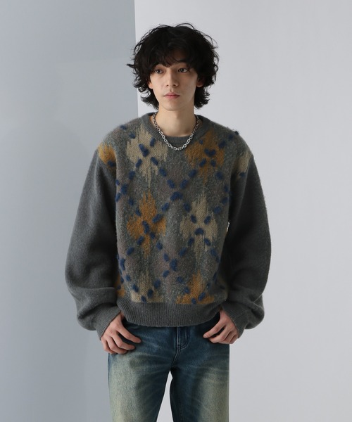 HARE（ハレ）の「アーガイルステッチニットプルオーバー(HARE)（ニット/セーター・メンズ・グレー/ブラック・FREE）」の22枚目の写真