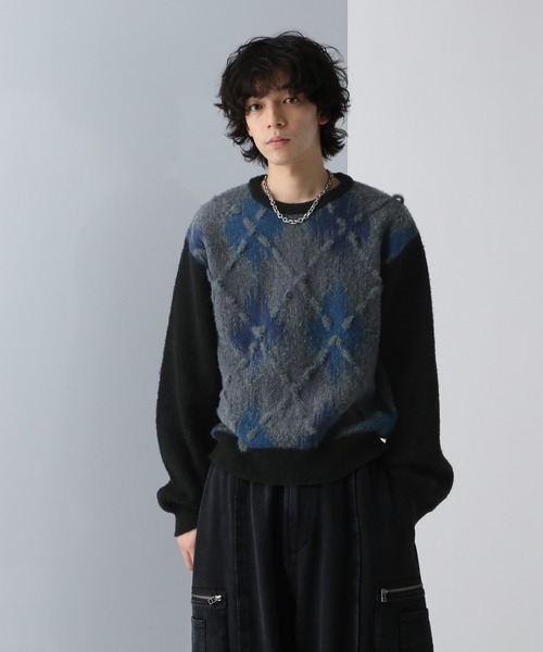 HARE（ハレ）の「アーガイルステッチニットプルオーバー(HARE)（ニット/セーター・メンズ・グレー/ブラック・FREE）」の21枚目の写真