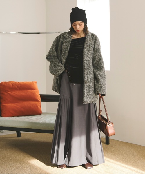 loin nuit(ロワンニュイ)の「west slit pleats skirt/ウエストスリットプリーツスカート(スカート・レディース・グレー/ブラウン・SMALL/MEDIUM)」の21枚目の写真