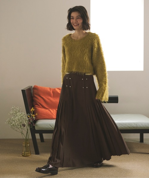 loin nuit（ロワンニュイ）の「west slit pleats skirt/ウエスト