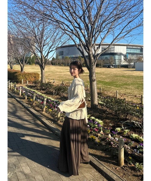 loin nuit(ロワンニュイ)の「west slit pleats skirt/ウエストスリットプリーツスカート(スカート・レディース・グレー/ブラウン・SMALL/MEDIUM)」の16枚目の写真