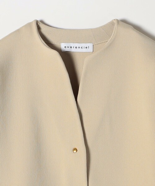 quaranciel:〈手洗い可能〉ノーカラー ポケット ニット ジャケット