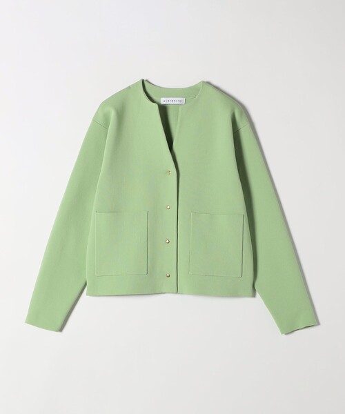 quaranciel:〈手洗い可能〉ノーカラー ポケット ニット ジャケット