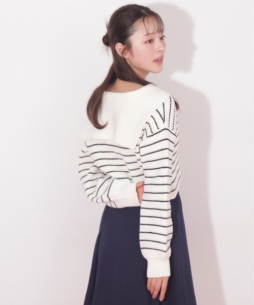 JILL by JILL STUART（ジルバイジルスチュアート）の「◇ビッグカラーニットカーディガン（ニット/セーター・レディース・ブラック系その他2/ピンク/レッド系その他・FREE）」の7枚目の写真