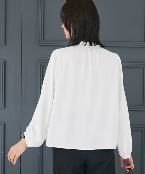 coca（coca）（コカ）の「ボウタイブラウス | セレモニー オフィス ママスーツ スーツ 卒業式（シャツ/ブラウス・レディース・ホワイト/ライトブルー・L/M）」の6枚目の写真