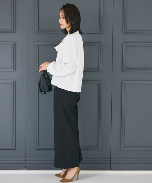 coca（coca）（コカ）の「ボウタイブラウス | セレモニー オフィス ママスーツ スーツ 卒業式（シャツ/ブラウス・レディース・ホワイト/ライトブルー・L/M）」の7枚目の写真