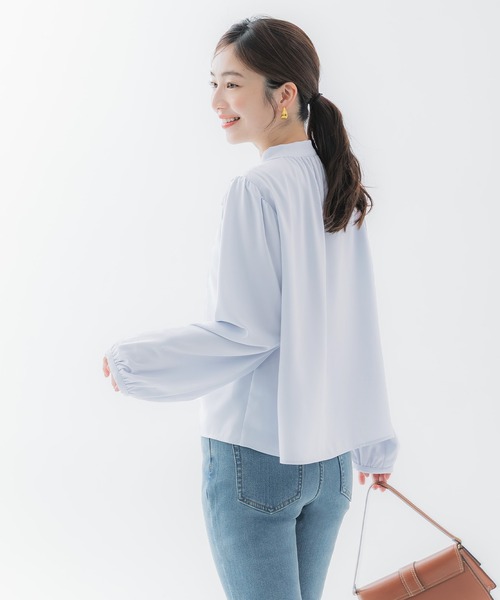 coca（coca）（コカ）の「ボウタイブラウス | セレモニー オフィス ママスーツ スーツ 卒業式（シャツ/ブラウス・レディース・ホワイト/ライトブルー・L/M）」の18枚目の写真