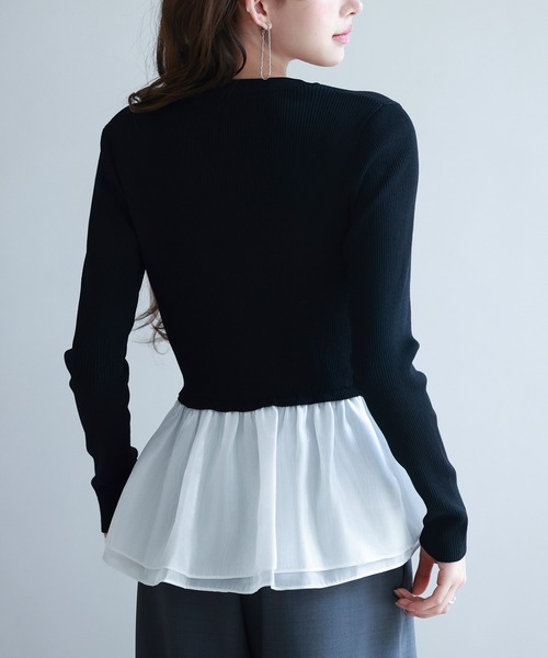 ADEAM フォクシー プルオーバー ニットトップス Aライン ドッキング ADEAM フォクシー プルオーバー ニットトップス Aライン