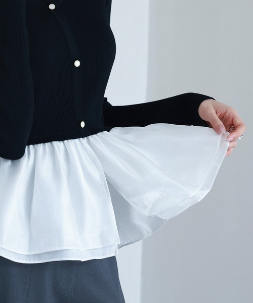 SAISON DE PAPILLON（セゾンドパピヨン）の「【大人気】レディース ぺプラム ドッキングニット プルオーバー きれいめ オフィスカジュアル 通勤 大人気（ニット/セーター・レディース・ベージュ/アイボリー/ブラック×ホワイト/ブラック・L/M）」の20枚目の写真