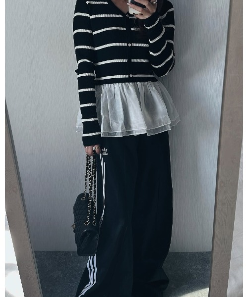 SAISON DE PAPILLON（セゾンドパピヨン）の「【大人気】レディース ぺプラム ドッキングニット プルオーバー きれいめ オフィスカジュアル 通勤 大人気（ニット/セーター・レディース・ベージュ/アイボリー/ブラック×ホワイト/ブラック・L/M）」の9枚目の写真