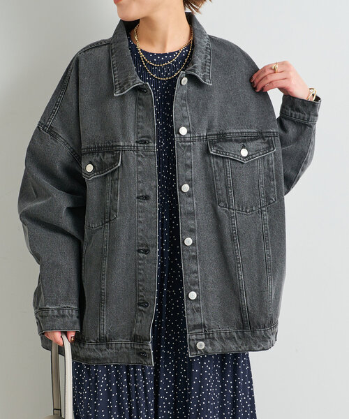 un dix cors(アンディコール)の「ビッグシルエットデニムジャケット(デニムジャケット・レディース・サックスブルー/ブルー/ブラック・FREE)」の8枚目の写真