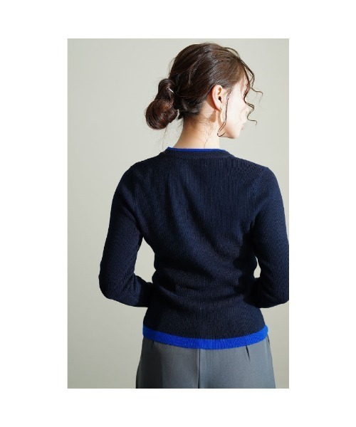 Sawa a la mode（サワアラモード）の「重ね着風リブニットトップス（ニット/セーター・レディース・ブラック/オフホワイト/ネイビー・FREE）」の14枚目の写真