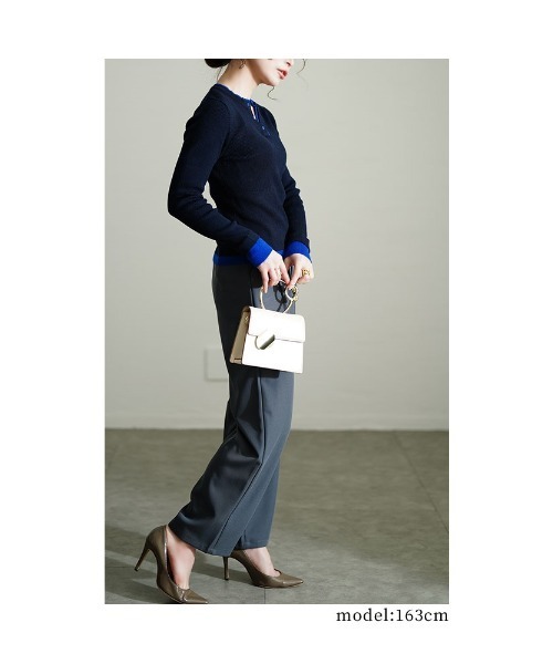 Sawa a la mode（サワアラモード）の「重ね着風リブニットトップス（ニット/セーター・レディース・ブラック/オフホワイト/ネイビー・FREE）」の15枚目の写真