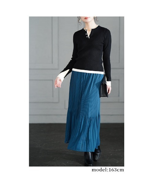 Sawa a la mode（サワアラモード）の「重ね着風リブニットトップス（ニット/セーター・レディース・ブラック/オフホワイト/ネイビー・FREE）」の19枚目の写真