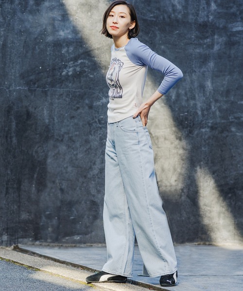 Levi's（リーバイス）の「Levi's/リーバイス ユーロ ベースボールTシャツ（Tシャツ/カットソー・レディース・ブルー・XS/S/M）」の9枚目の写真