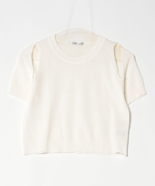 Asterellivi（アステレリビ）の「クロップド丈半袖肩開きカットソー（Tシャツ/カットソー・レディース・ブラック/ホワイト・FREE）」の10枚目の写真