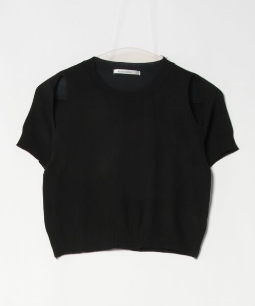Asterellivi（アステレリビ）の「クロップド丈半袖肩開きカットソー（Tシャツ/カットソー・レディース・ブラック/ホワイト・FREE）」の11枚目の写真