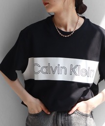 【Calvin Klein/カルバンクライン】 ライン ロゴ クルーネック 半袖 Tシャツ